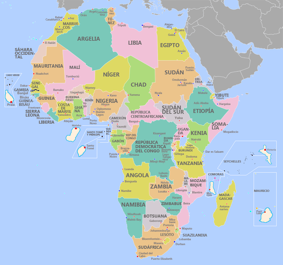 Mapa de los países de África