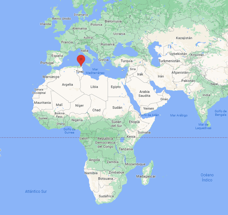 Capital de Túnez en el mapa