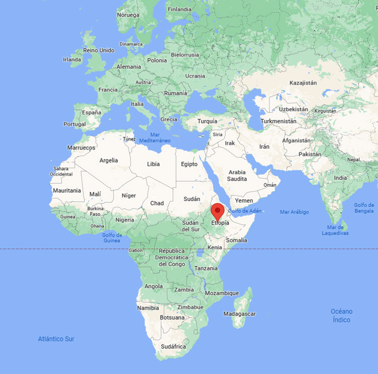 Capital de Etiopía en el mapa