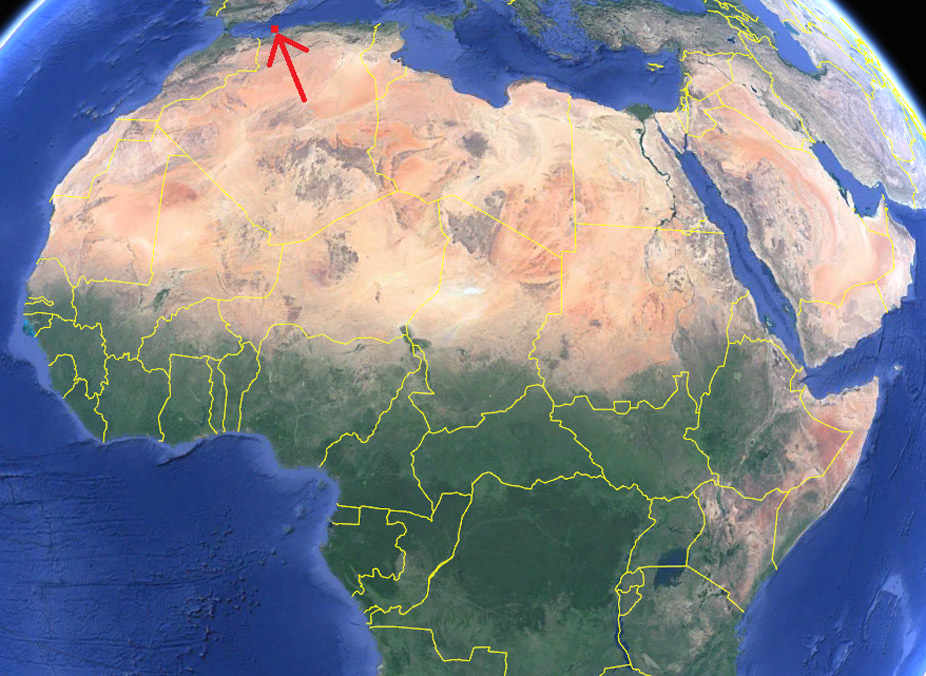 La ciudad de Orán en el mapa de África