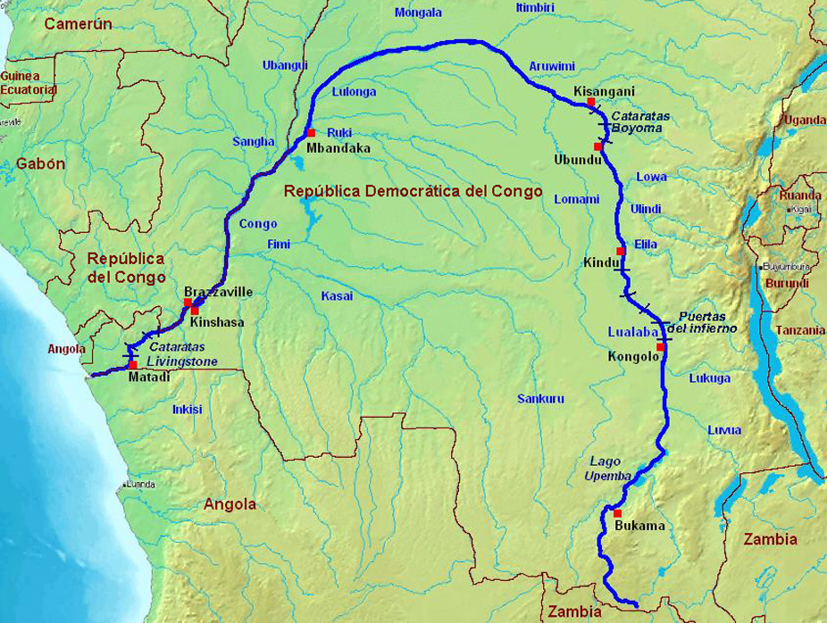 Montañas Mitumba en el mapa de África