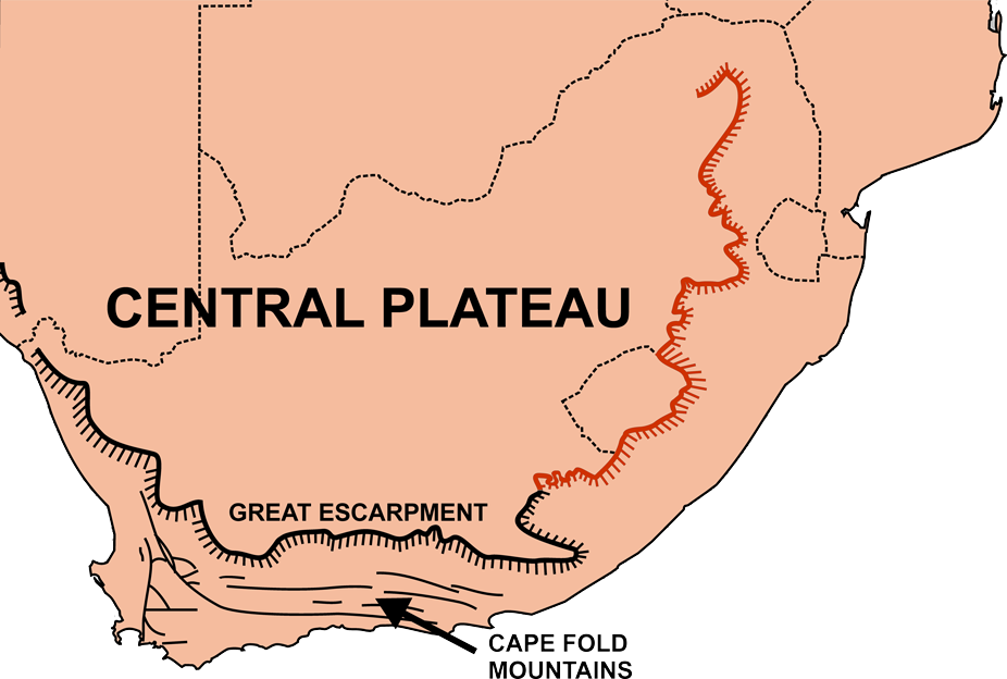 Los montes Drakensberg en el mapa