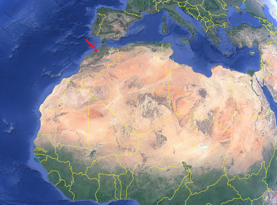 Capital de Marruecos en el mapa de África
