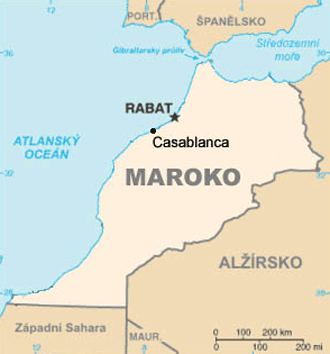 Capital de Marruecos en el mapa de África