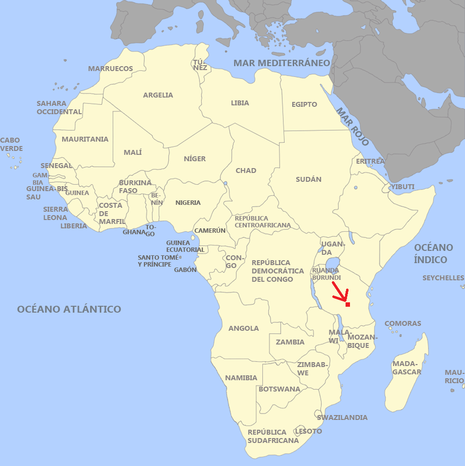 La ciudad de Iringa en el mapa de África