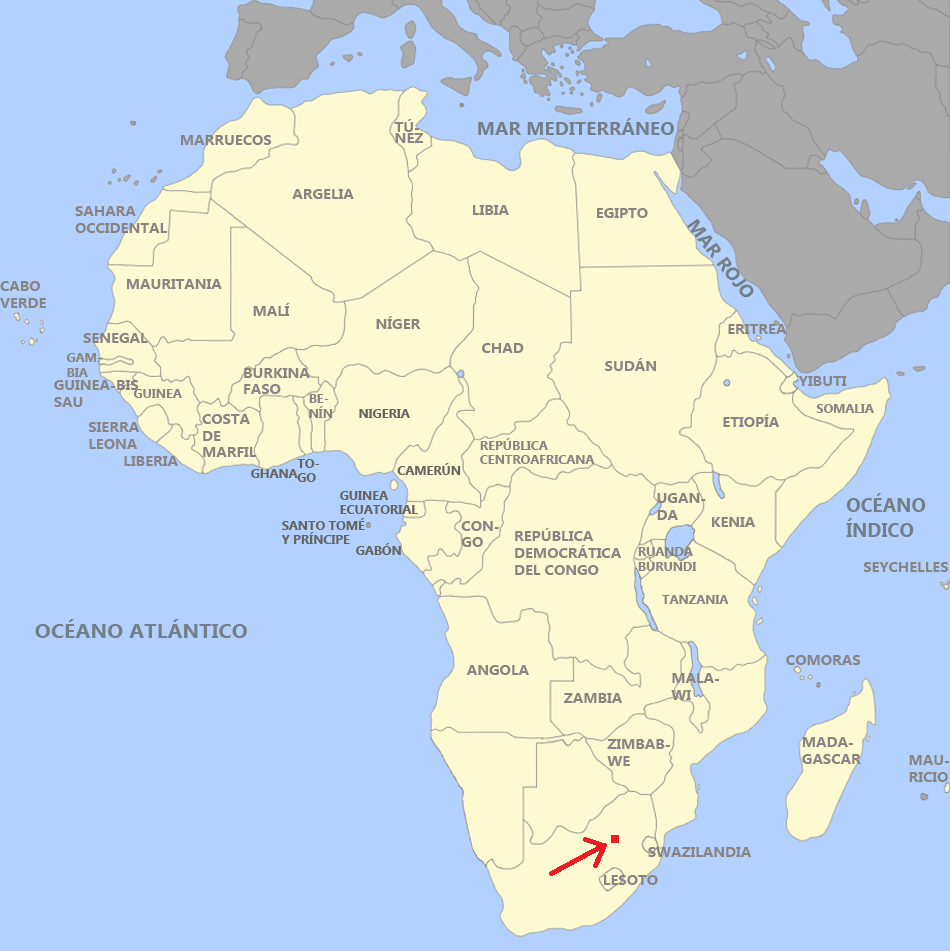 Johannesburgo en el mapa de África