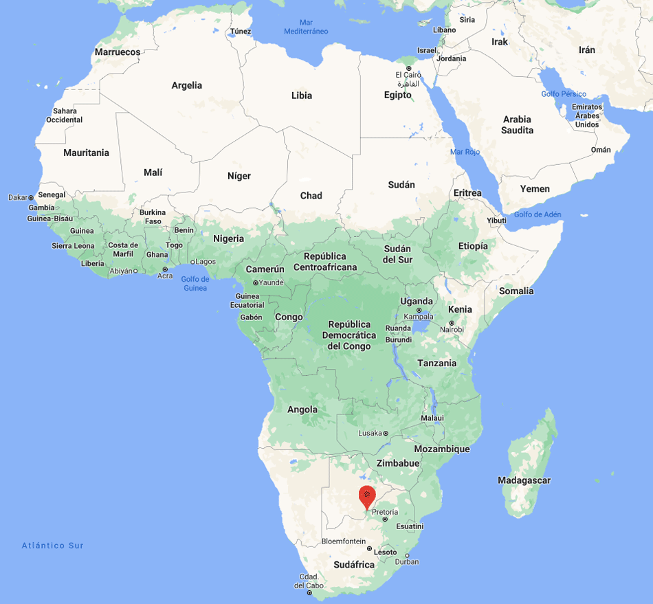 el cerro Kgale en el mapa de África