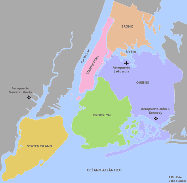 Mapa de los dirstitos de Nueva York
