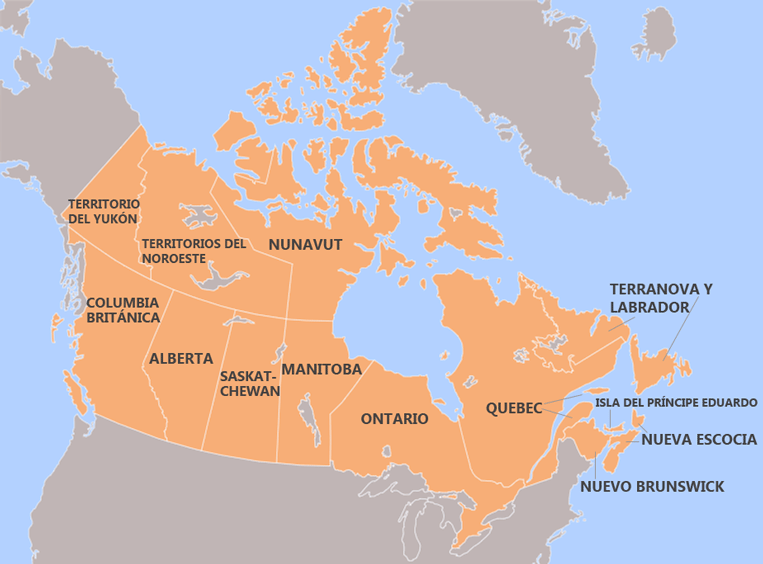 Mapa provincias de Canadá