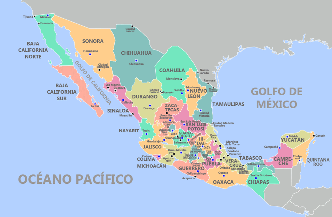 Mapa de los estados de México