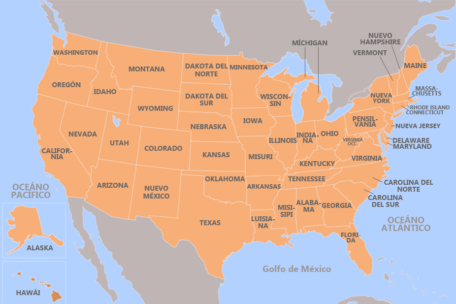 Mapa Estados de Usa