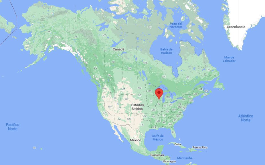 Capital del estado de Wisconsin en el mapa