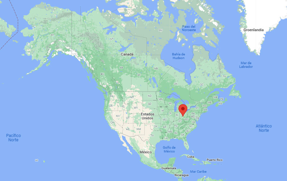 Capital de Ohio en el mapa