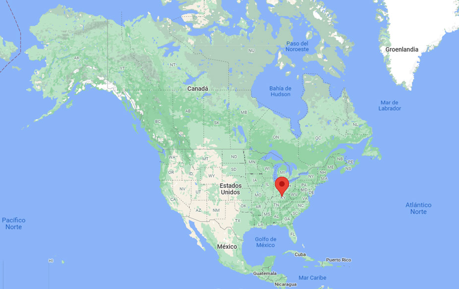 Capital del estado de Kentucky en el mapa