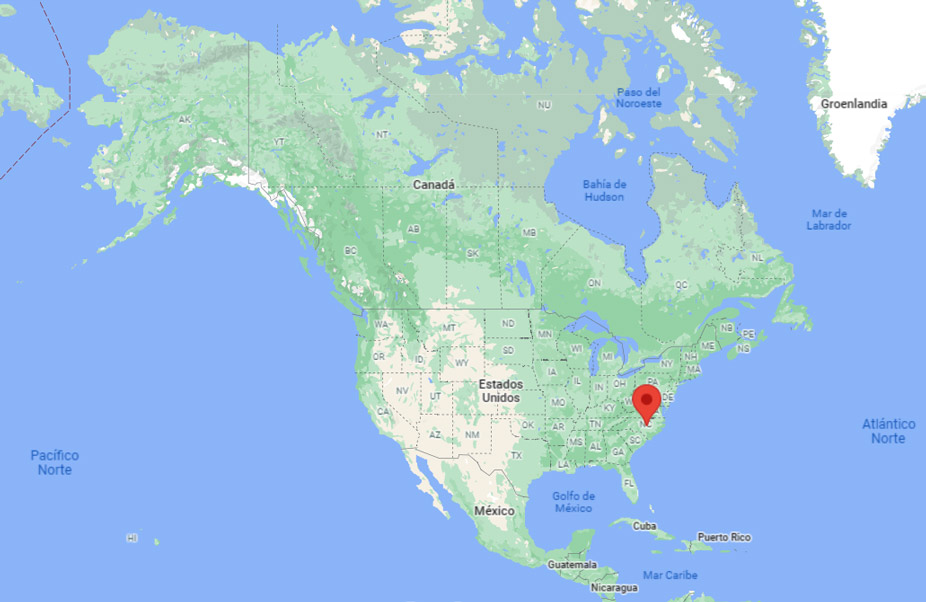 Capital de Carolina del Norte en el mapa