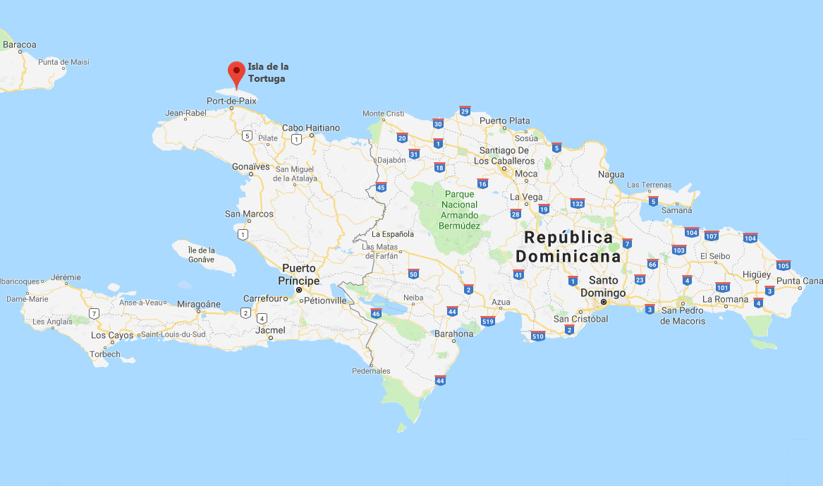 Isla de la Tortuga en el mapa