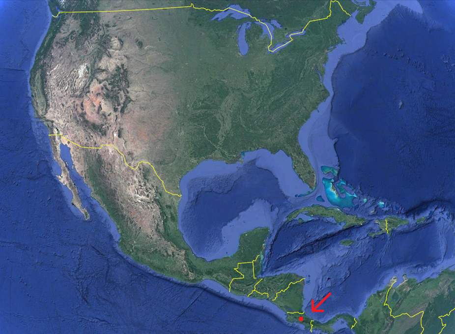 Heredia en el mapa de América