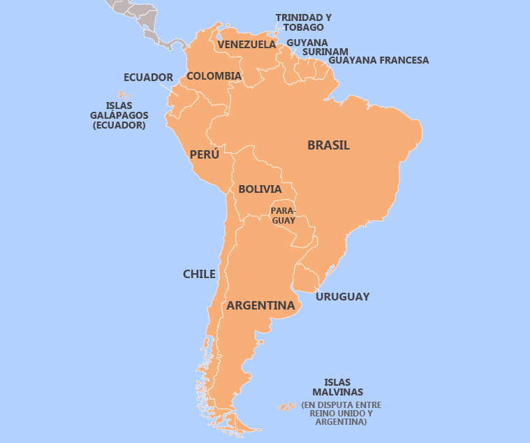 Mapa de América del Sur