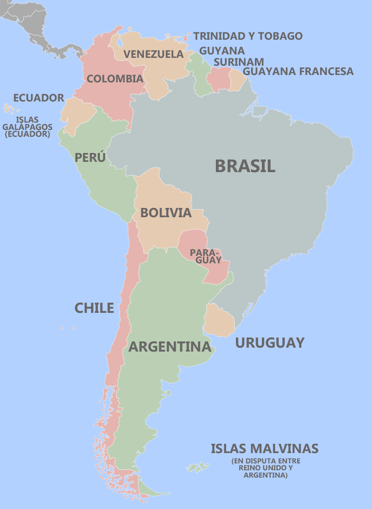 Mapa de América del Sur
