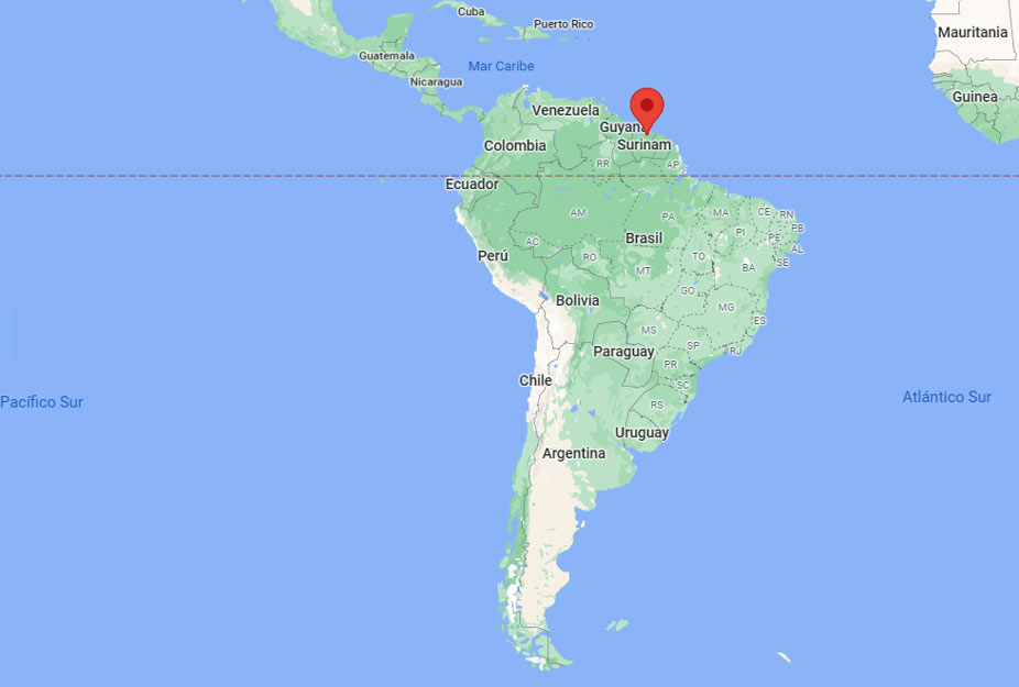 Capital de Surinam en el mapa
