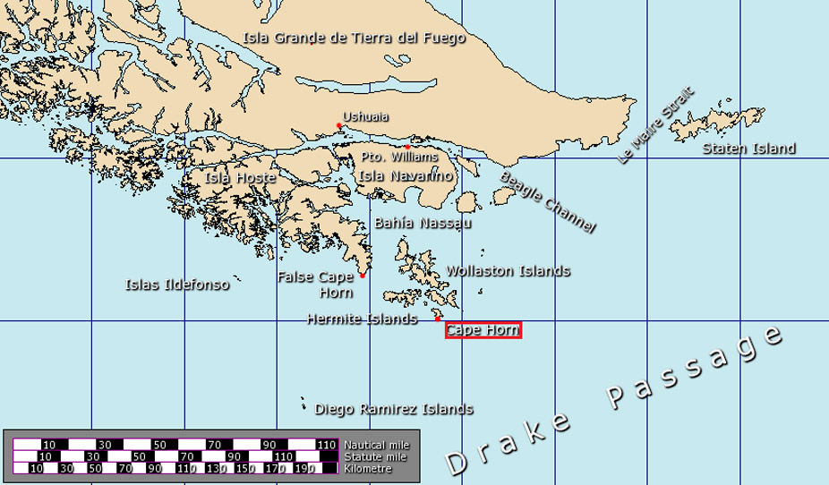 Cabo de Hornos en el mapa