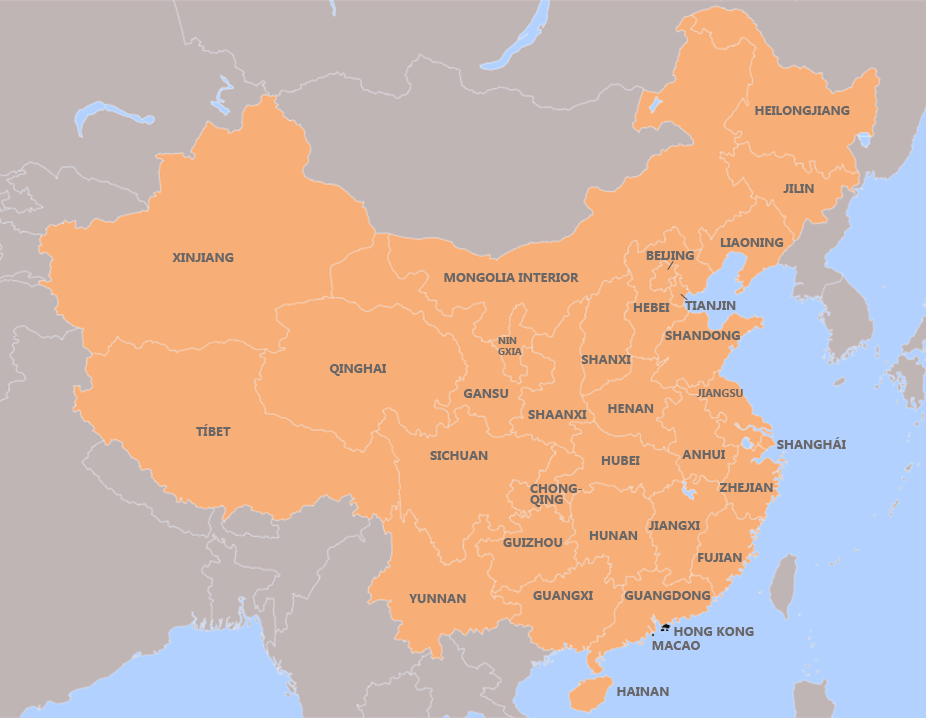 Mapa regiones de China
