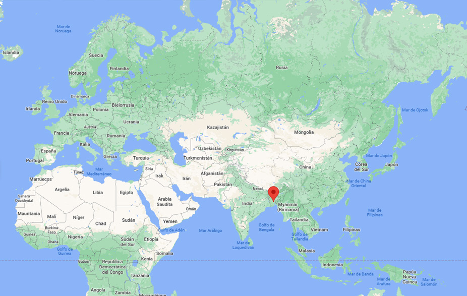 Capital de Bangladesh en el mapa