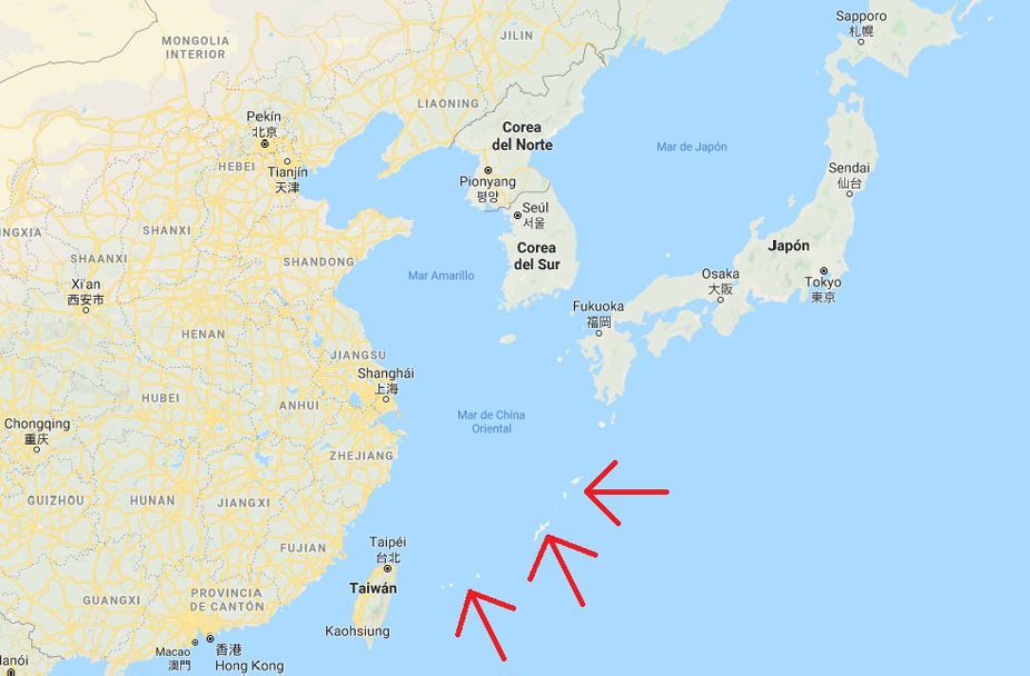 Las islas Ryūky en el mapa