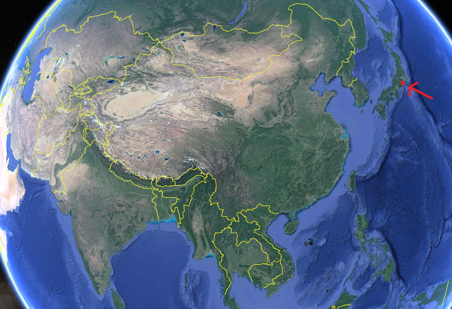 Situación aproximada del monte Fuji