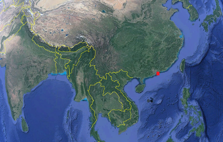 La ciudad de Hong Kong en el mapa