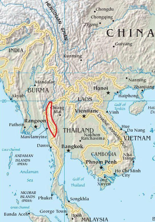 Cordillera Dawna en el mapa