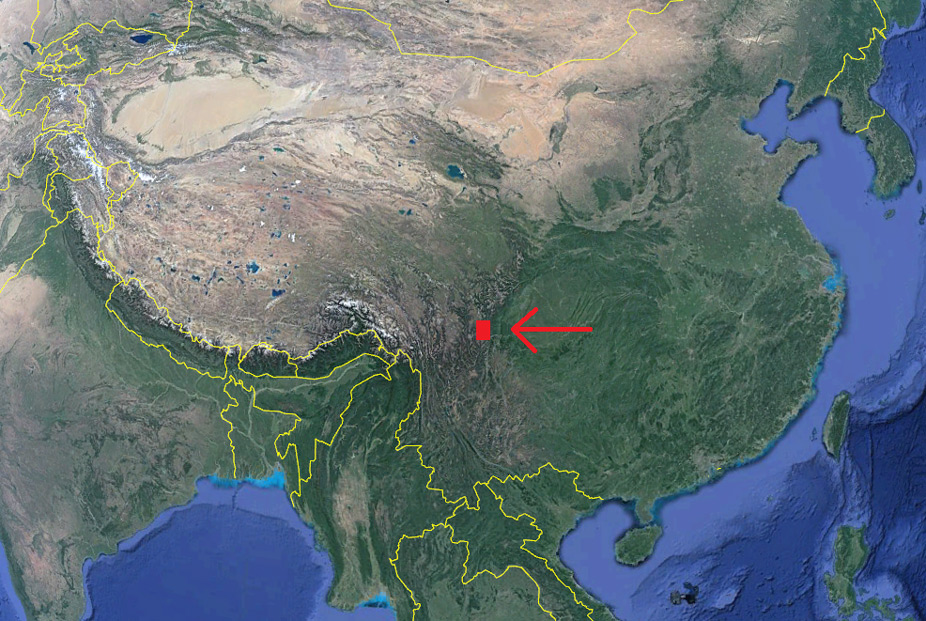 El monte Gongga en el mapa