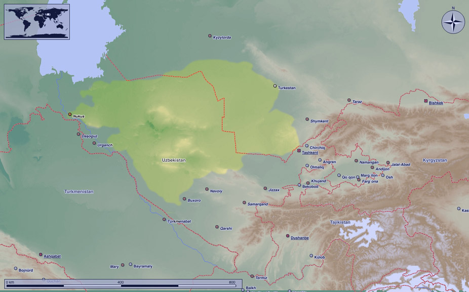 Localización del desierto Kyzyl Kum