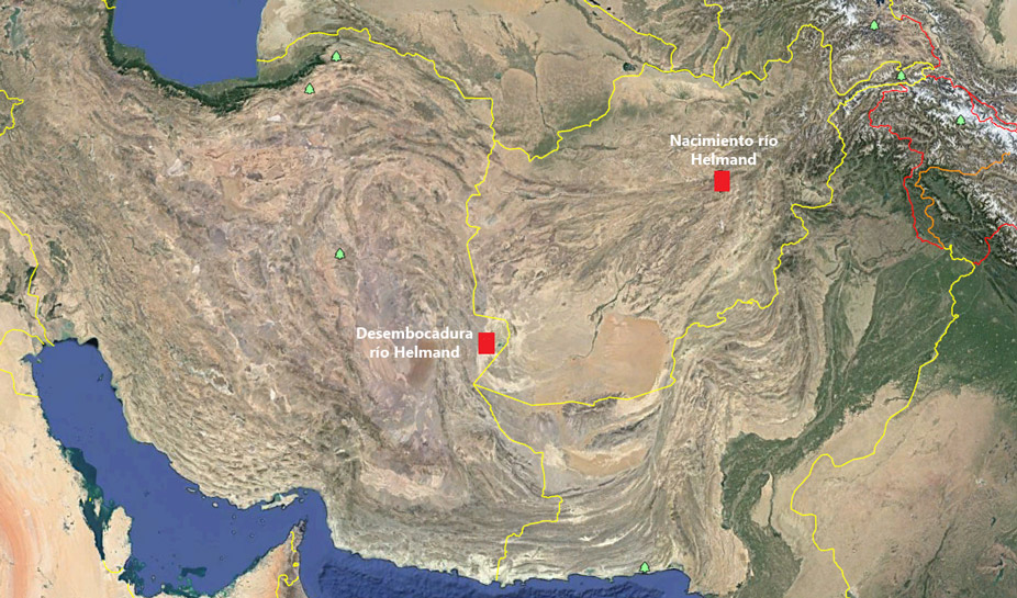 Nacimiento y desembocadura del río Helmand