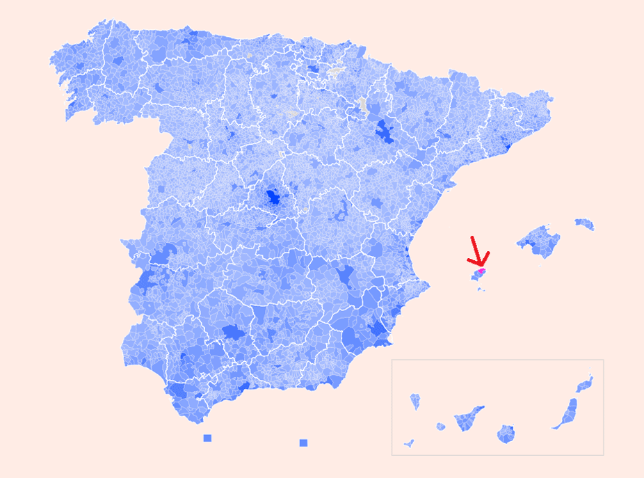Sant Joan de Labritja en el mapa de España