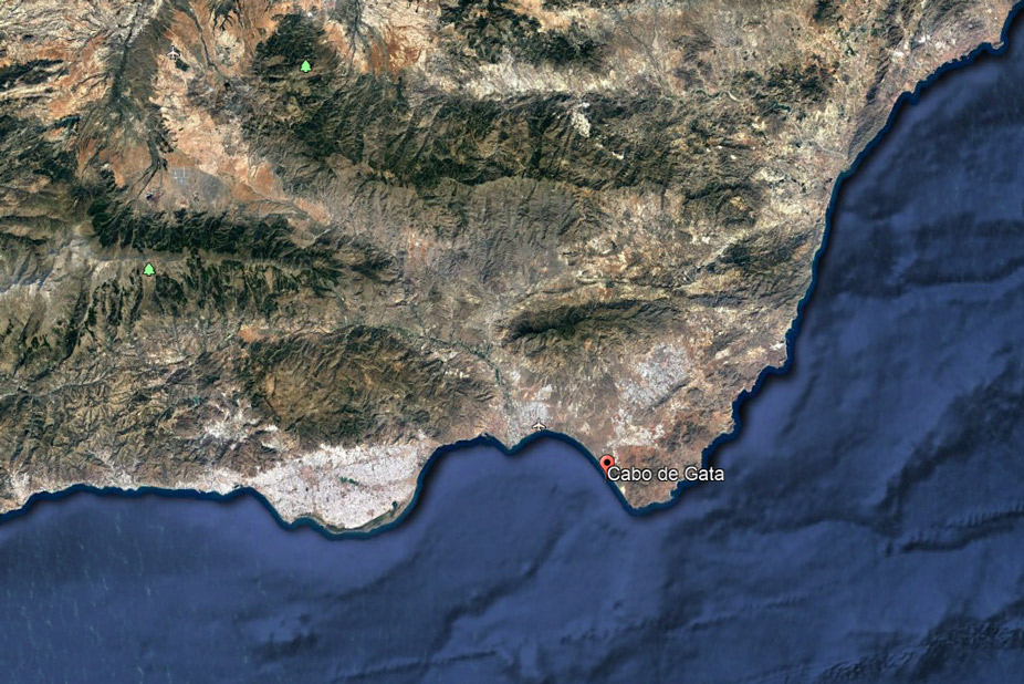 Cabo de Gata en el mapa de España
