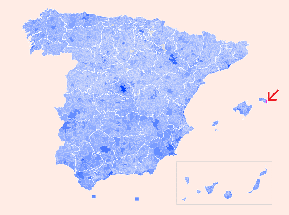 Mahón en el mapa de España