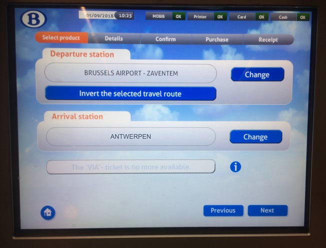 Máquina expendendora Aeropuerto de Zaventem
