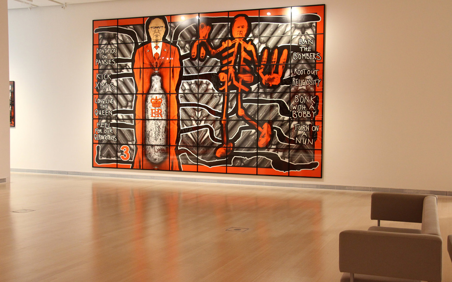 Gilbert & George Scapegoating cuadros para la exposición de Budapest, del 8 de julio al 14 de septiembre de 2017, Museo Ludwig