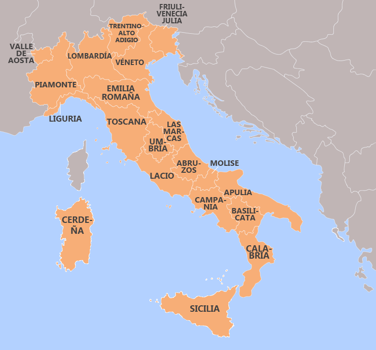 Mapa regiones de Italia