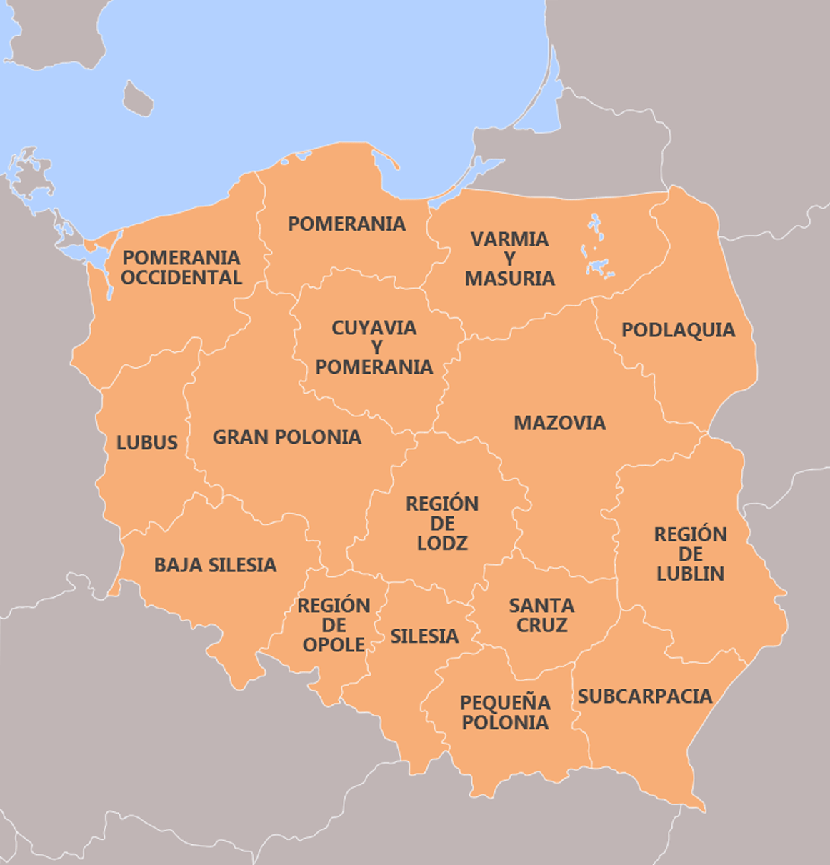 Mapa regiones de Polonia