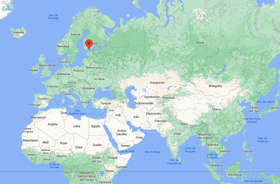 Capital de Finlandia en el mapa