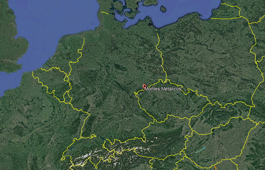 Los montes metálicos en el mapa