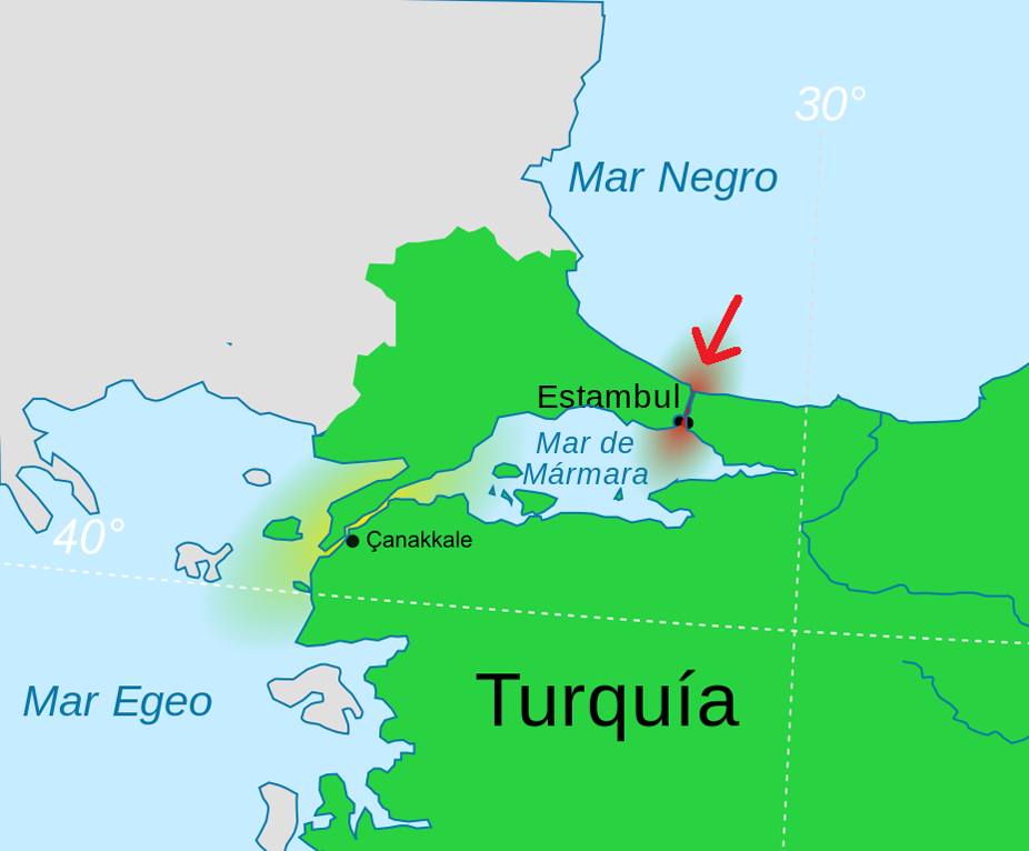 Situación del estrecho del Bósforo