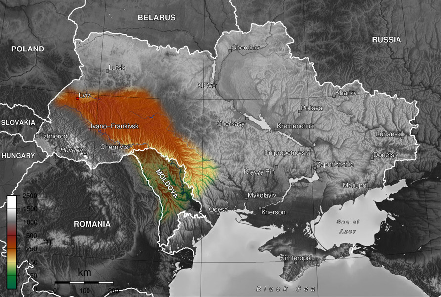 Situación de la meseta Podolian