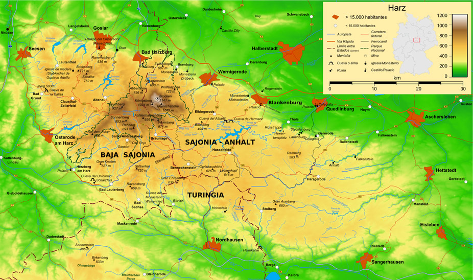 Situación del macizo del Harz