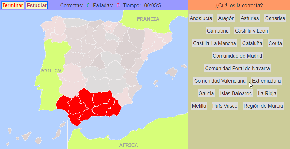 Mapa de las Comunidades Autónomas