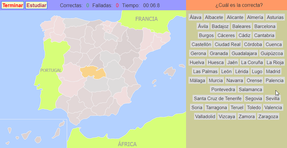 Mapa de las Provincias
