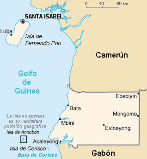 Mapa de Guinea Española en África