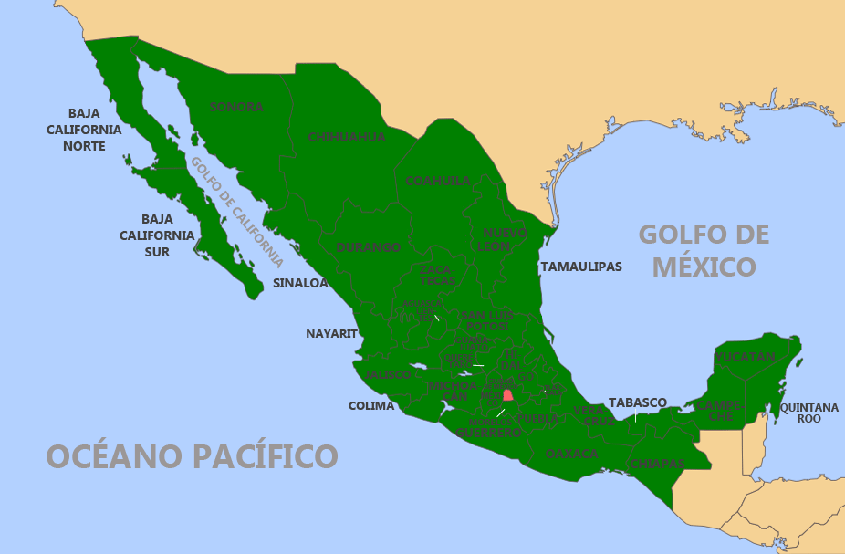 Mapa de los estados de México